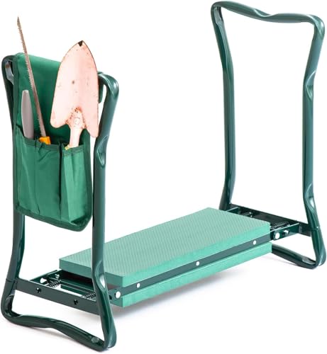 Garden Store Direct Gardening Tools, Foldable Kneeler Seat with Tool Pouch, Garden Scraper, Stainless Steel Hose Reel (Folding Kneeler Stool)