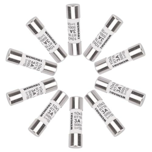 Wengart AC Cylindrical Fuse Link RT18-32 (RO15), AC500V 3A, 120kA, 10x38mm, 10 pieces, Strong Breaking Capacity