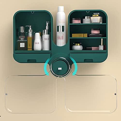 Cosmetic Boxes Bathroom Hanging Large Capacity Cosmetic Storage Box Sundries Sorting Box Transparent Skin Care Product Rack Cosmetic Display Cases (Green)