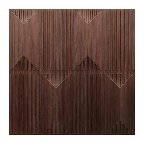 Image of Kayra Decor 3D PVC Wall Panel Artisian Design Walnut Wood Color 19.7 inch x 19.7 inch (Pack of 12) - Covers 32.34 Sq. Ft.