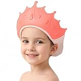 MOSIERRY Baby Shower Cap, Baby Toddler Hair Washing Shield, Adjustable Silicone Bath Visor for Toddlers, Shower Hat for Kids 1-9 Years, Pink Crown