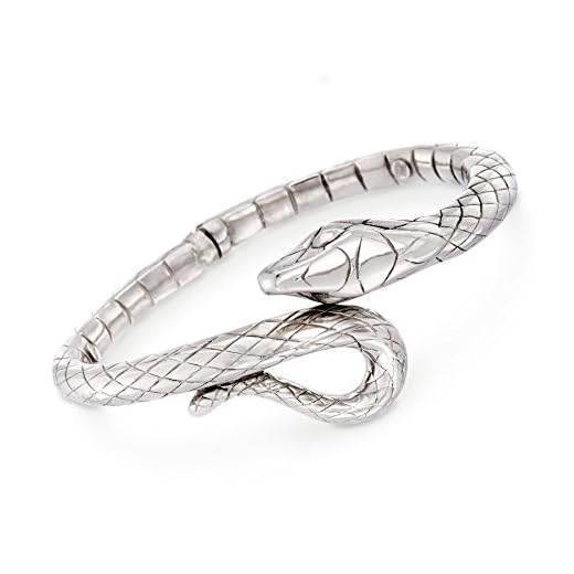 Ross-Simons Italian Sterling Silver Snake Bypass Bangle Bracelet. 7 inches