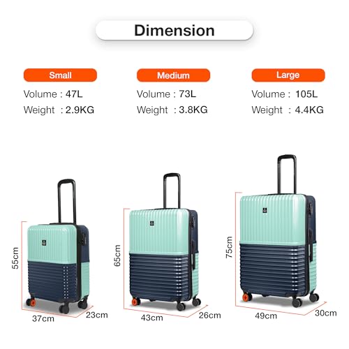 Image of Nasher Miles Istanbul Hard-Sided ABS and PC Cabin Luggage 20 inch | 55cm | 8 Wheels Small Trolley Bag for Travel | Suitcase (Teal Dark Blue)
