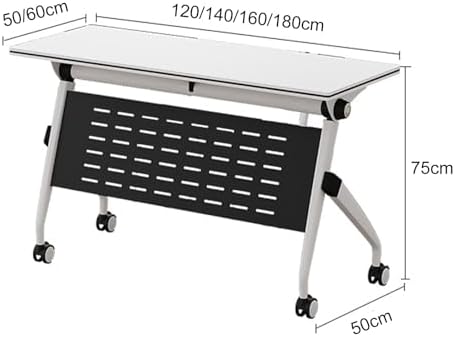 Conference Table, Rectangular Conference Table, Folding Flip Top Mobile Training Table, Meeting Table Seminar Boardroom Table, Modern Wood Training Table for Office Conference Room