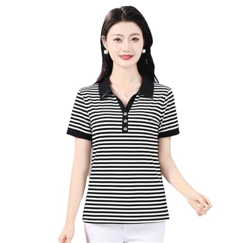 Polo rayé à manches courtes pour femme pull léger de vacances en grande taille