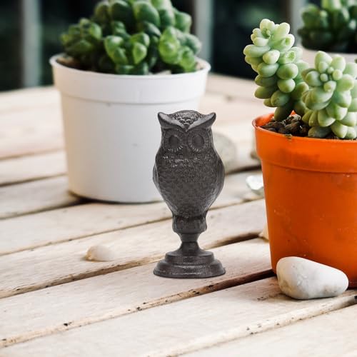 Estatua de Búho de Hierro Fundido con Base miniatura 7