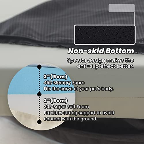 Image of Laifug Large Orthopedic Premium Memory Foam Dog Bed, with Washable and Removable Suede Cover, Waterproof Liner and Non-Slip Bottom Protect The Dog Bed, Grey, Large(38''x30''x9''
