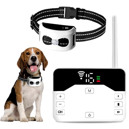 DJXIK Smart 2-in-1 Electronic Wireless Fence Dog Trainer, Rechargeable and Waterproof, Signal Range Radius Up to 990 Feet. Suitable for All Dogs