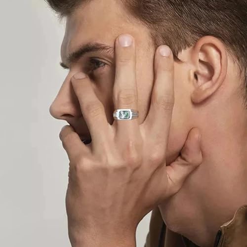 Emerald Cut Men's Gemstone Rings 10K 14K 18K Solid Gold Custom 2-5 Carats Gemstone Mens Gold Ring Statement Engagement Wedding Anniversary Ring for Him Ring Size US 4-162