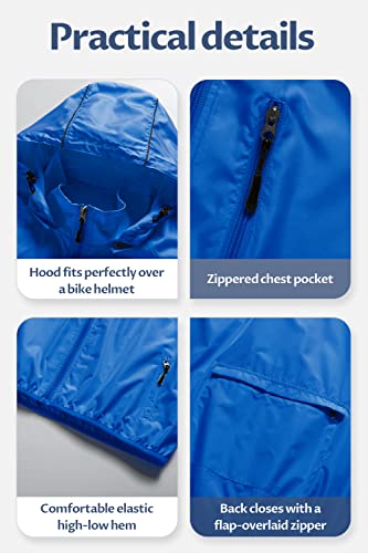 Image of CREATMO US Men's Packable Waterproof Running Rain Coats Reflective Cycling Jacket Windbreaker With Removable Hood