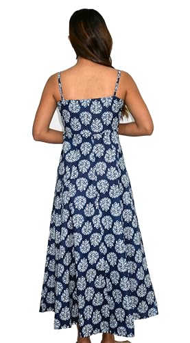 Image of JAIPUR HAND BLOCK Cotton Sleeveless Long Flared A Line Dress|Gown (S00063)
