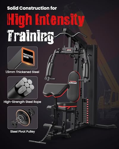 Image of Sportsroyals Home Gym, Multifunctional Gym Equipment, Workout Equipment with 150LBS Weight Stack, for Leg Press, LAT Pull Down, Chest Presses
