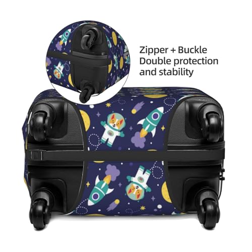 Astronaut Corgi For Travel Luggage Cover Suitcase Protector Fits 18-32 Inch Travel Luggage Protector Elastic Luggage Anti-Scratch Suitcase Cover2