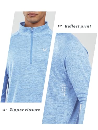Image of NORTHYARD Men's Quarter Zip Pullover Athletic Running Shirt Long Sleeve | 1 /4 Zip Top, Quick Dry Lightweight, Moisture Wicking Breathable, Reflective Strips, Performance Workout Gym, Hiking Sports