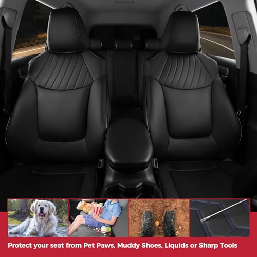 FREESOO for Toyota RAV4 Seat Covers - Custom Fit Car Seat Covers Full Set for Toyota RAV4 2019-2024 2025 LE XLE Limited XLE Premium - Waterproof Luxury Leather Automotive Seat Covers for SUV - Black by FREESOO - Image 5