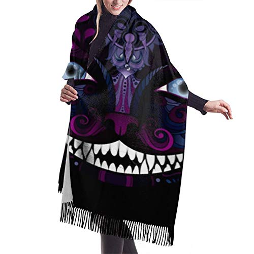 Cheshire Cat Grinning Animal ficticio Animal salvaje Chal Abrigo Invierno C�lido Bufanda Capa Bufanda grande Bufandas de gran tama�o para mujeres 77x27 pulgadas