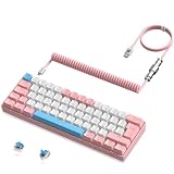 ZIYOULANG T60 ゲーミングキーボード メカニカルキーボード 青軸 60% コンパクトキーボード 有線接続 テンキーレス 62キー カラーブロッキング 19種RGB 64色レインボーバックライト アンチゴースト 全キーアンチゴースト 英語配列 二色射出成形技術・キーキャップ 金属航空コネクターケーブル付き 日本語説明書
