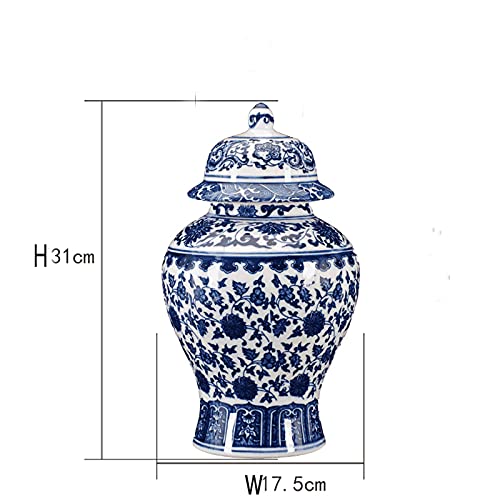 Jdzjybqx XUANYUANVASE Chinese Decorative Ceramic Ginger Jar Traditional Blue And White Porcelain Temple Jar thumb #1