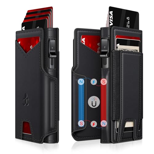 Image of Wallet for Men Wallet with Slim Pop Up Card Holder 9-13 Cards, Bifold Minimalist Smart Wallet RFID Blocking Credit Card Holder with ID Window & Stretchable Cash Slot Compact Metal Aluminum Card Case