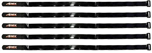 Apex RC Products 5 Pack 16mm x 500mm HD Rubberized Battery Straps Non-Slip 3023