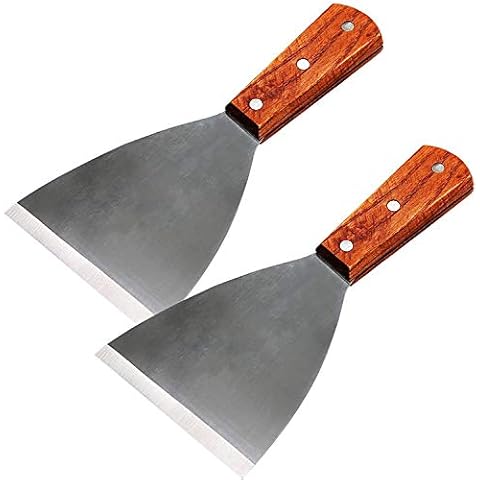 Andaa 2 Packs Premium Grill Scraper,Stainless Steel Slant Grill Gridle Spatula Scraper Flat Straight Blade Cover