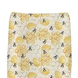 Vintage Honeycomb Bees Baby Changing Pad Covers for Boys Girls Yellow Bee Honey Fitted Change Table Pad Covers Mats Boho Spring Summer Soft Diaper Changing Table Sheets for 32''×16'' Contoured Pad