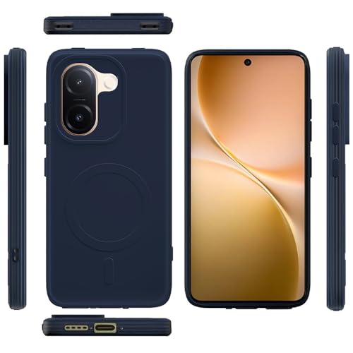 Image of Casotec Back Cover Compatible for Vivo V60e 5G | MagFit Ring Design (Non-Magnetic) | Shockproof | Anti-Slip Grip | Raised Camera Edges | Slim Protective Case for Vivo V60e 5G (Steel Blue)