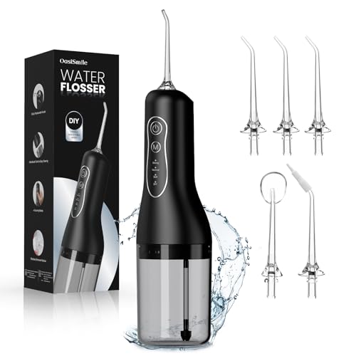 Water Dental Flosser Tooth Pick, Portable Cordless Oral Irrigator 260ML with 4 Modes, 5 Replaceable...