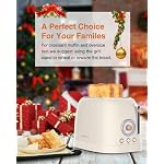 CROWNFUL 2-Slice Toaster, Extra Wide Slots Toaster, Retro Stainless Steel with Bagel, Cancel, Defrost, Reheat Function and 6-Shade Settings, Removal Crumb Tray, Cream - Image 6