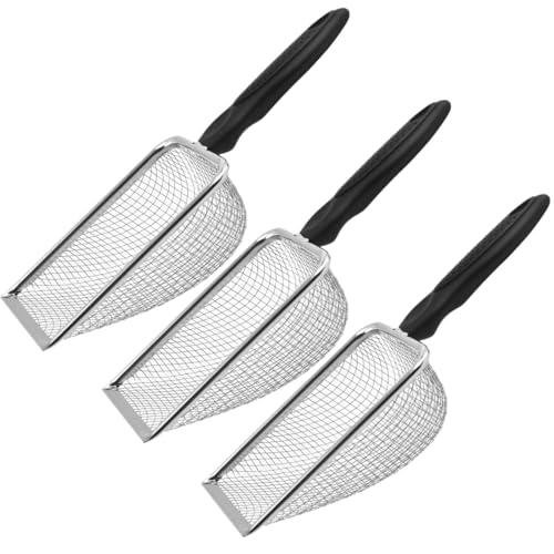3 tamices de tierra para jardín, malla de acero inoxidable, 2 mm, 3,8 mm, 5 mm, con mango de plástico, ideal para tamizar arena y compost