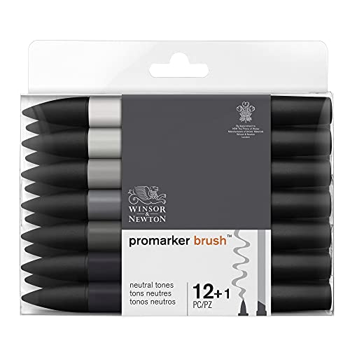 Winsor & Newton ProMarker Brush Set, 12 Count, Neutral Tones