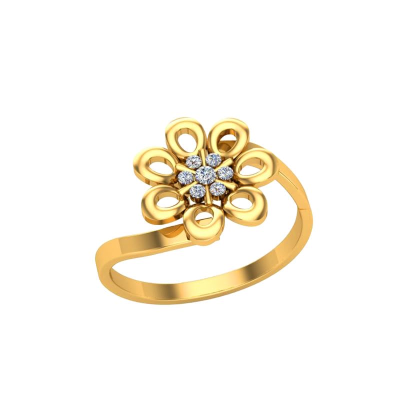 Image of DISHIS 18K /14K Yellow Gold Diamond Flower Ring for Women