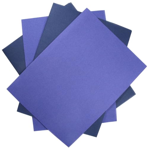 Image of KCS 4 /6 pc of 12 inch x 18 inch(30cmx45cm) 16 Count Cotton Aida Cloth Cross Stitch Fabric (4 pc, Royal Blue+Navy Blue)