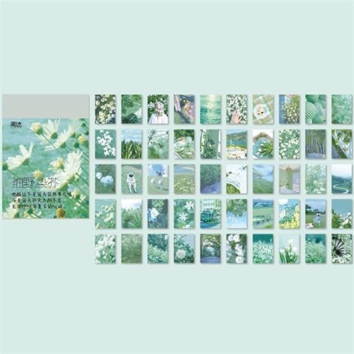 Calcomanías para kit de álbumes de recortes, cuadros verdes, papel estético, diario, agenda, diario, suministros decorativos, 50 unidadespaquete