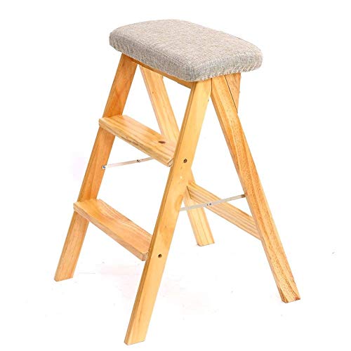 Taburete plegable portátil de madera maciza con función de escalera pequeña. 2