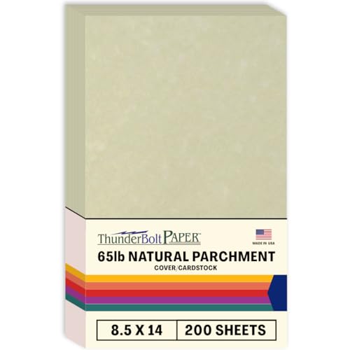 200 natural parchment 65lb cardstock sheets 8.5x14