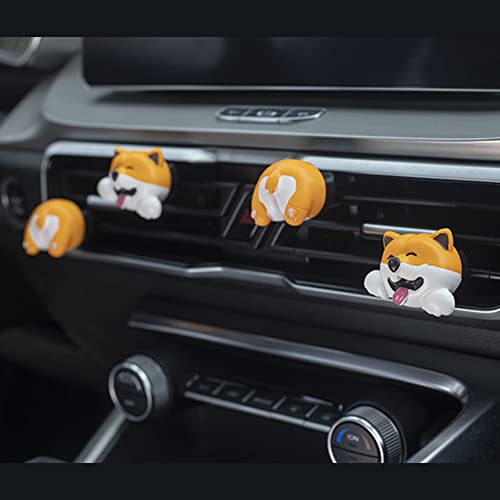 Image of Cute Air Vent Clips Car Accessories, Creative Animal Head and Tail Cartoon Car Air Freshener Vent Clip Car Fragrance Diffuser Perfume Clips Air Conditioner Outlet Vent Clips Decorations, Dog