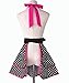 Hyzrz Cute Retro Apron Vintage Maid Polka Dot Kitchen Cooking Aprons for Women Ladies Girls (Red Rose)