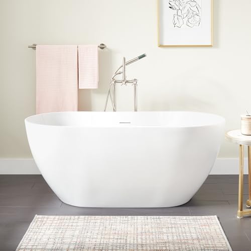 Signature Hardware 450576 Hibiscus 67" Oval Acrylic Freestanding Tub with Integrated Drain and Overflow - White