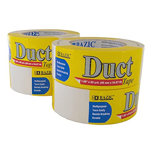 Image of BAZIC PRODUCTS White Duct Tape, 1.88 in x 60 Yd, 4-Pack | aggressive adhesive that tears by hand for repairs
