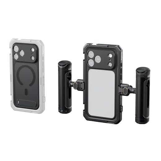 SMALLRIG Kit Double Cage vidéo pour iPhone 17 Pro, avec poignée latérale sans Fil à dégagement Rapide, Monture en T 17 mm et Plaque arrière d'objectif pour Enregistrement vidéo - 5540