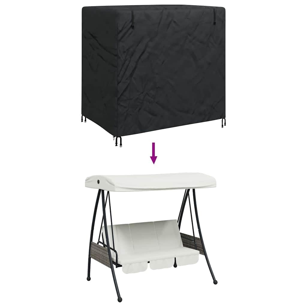 vidaXL Hollywoodschaukel-Abdeckung Schwarz 175 x 125 x 180 cm, Garten und Terrasse, robuster UV-schutz, wasserdichte Abdeckung, Outdoor-Schaukel-Schutz, umweltfreundlicher Möbel-Schutz