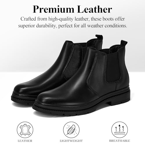 Image of OKKO Mens Genuine Leather Chelsea Boots, Dress Boots for Men Classic Stylish Casual Slip On Ankle Boot for Men
