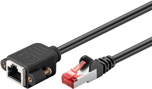 goobay 65640 Câble d'extension CAT6 (CU) S/FTP (PiMF)/CAT 6 pour câble Ethernet/Prise RJ45 à prise RJ45 avec bride de montage/250 MHz/5 m, noir.