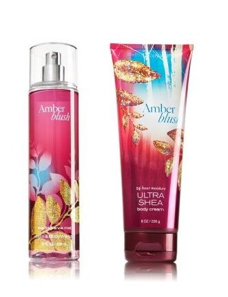 Bath & Body Works - Signature Collection - Amber Blush - Fine Fragrance Mist 8 Fl Oz & Ultra Shea Body Cream - 8 Oz