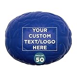 Custom Brain Squeeze Balls Set of 50, Personalized Bulk Pack - Stress Relief, Perfect for Your Desk, Office or Home - Blue