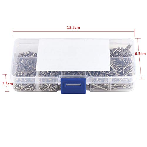 Juego de 800 tornillos autorroscantes M2 cabeza plana miniatura 3