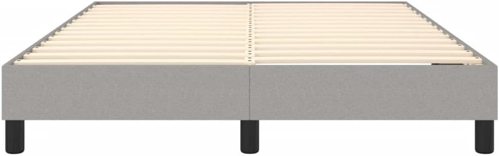 Full Bed Frame Light Gray Polyester Fabric with Sturdy Plywood Platform Foundation, Heavy-Duty Slatted Support, Easy Assembly, Modern Minimalist Bedroom Furniture for Mattress Support