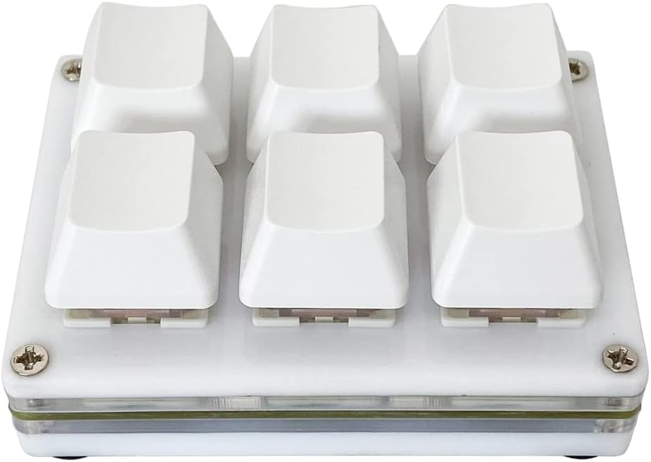 Side view of the QINIZX Mini 6-Key Macro Mechanical Keypad showing the USB-C port.