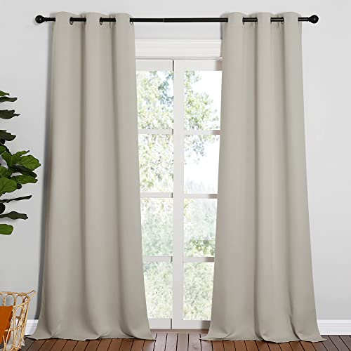 Image of NICETOWN Room Darkening Curtain Panels 90 inches Long, Privacy Draperies for Living Room (Natural, 42 inches Width, 1 Pair)
